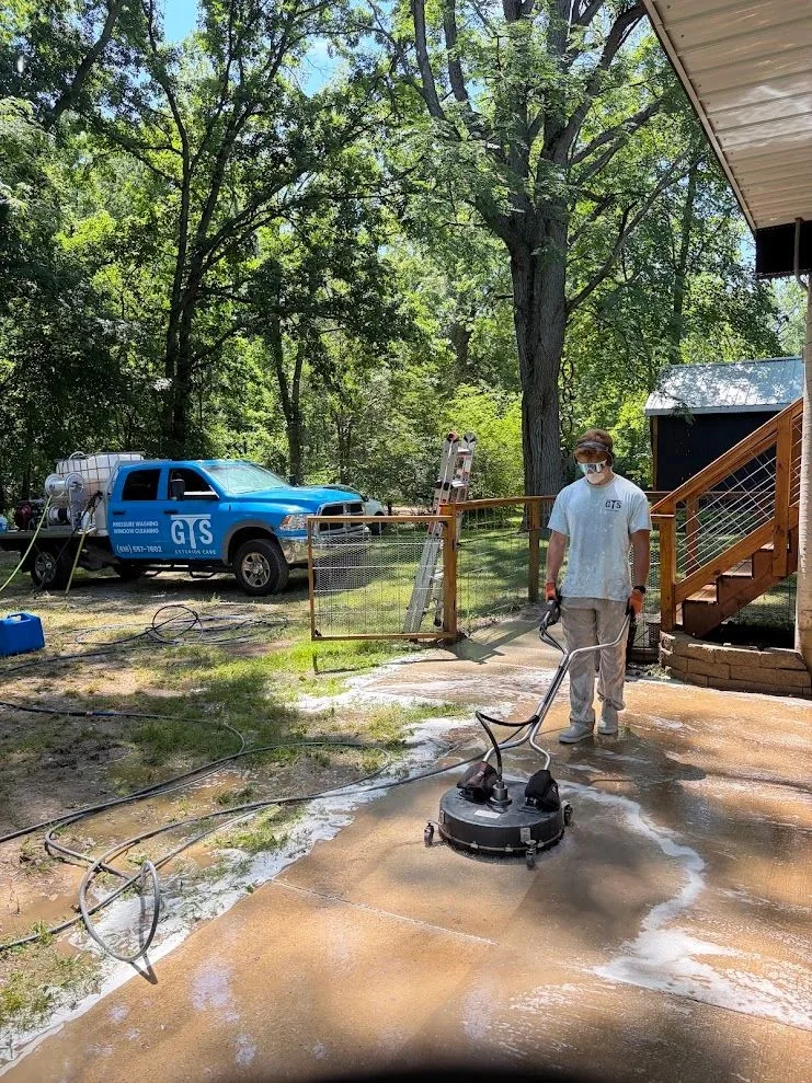 GTS surface-cleaning a concrete patio